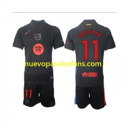 Camiseta de Fútbol FC Barcelona Raphinha 11 Niño Exterior 2024-2025 Manga Corta