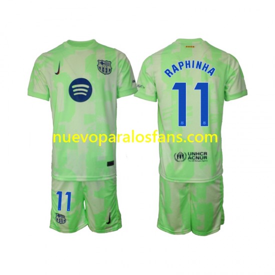 Camiseta de Fútbol FC Barcelona Raphinha 11 Niño Tercera 2024-2025 Manga Corta