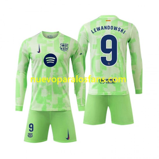 Camiseta de Fútbol FC Barcelona Robert Lewandowski 9 Niño Tercera 2024-2025 Manga Larga