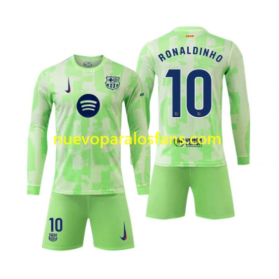 Camiseta de Fútbol FC Barcelona Ronaldinho 10 Niño Tercera 2024-2025 Manga Larga