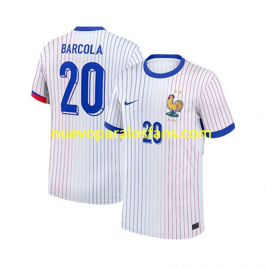Camiseta de Fútbol Francia Bradley Barcola 20 Hombre Exterior 2024 Manga Corta