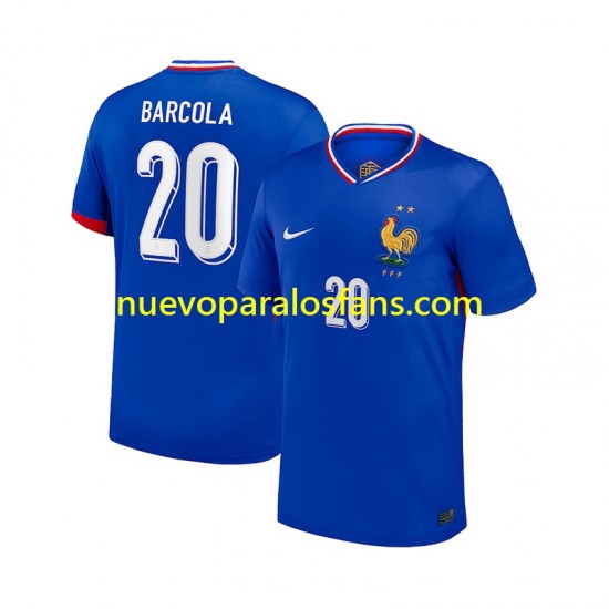 Camiseta de Fútbol Francia Bradley Barcola 20 Hombre Casa 2024 Manga Corta