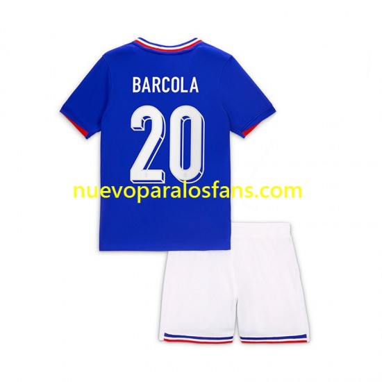 Camiseta de Fútbol Francia Bradley Barcola 20 Niño Casa 2024 Manga Corta