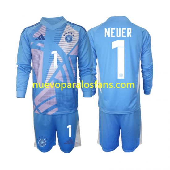 Camiseta de Fútbol Alemania Manuel Neuer 1 Portero Niño Cuarto 2024-2025 Manga Larga