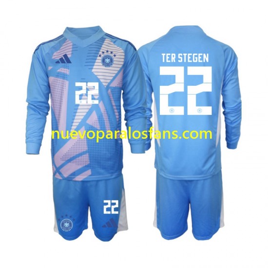 Camiseta de Fútbol Alemania Ter Stegen 22 Portero Niño Cuarto 2024-2025 Manga Larga