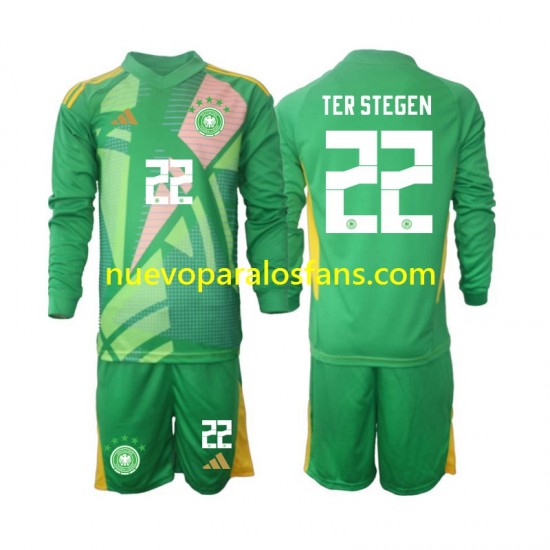 Camiseta de Fútbol Alemania Ter Stegen 22 Portero Niño Tercera 2024-2025 Manga Larga