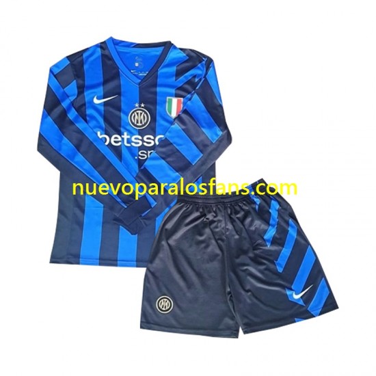 Camiseta de Fútbol Inter Milan Niño Casa 2024-2025 Manga Larga