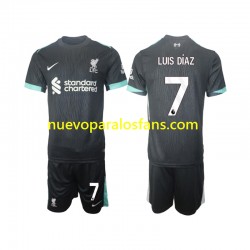 Camiseta de Fútbol Liverpool Luis Diaz 7 Niño Exterior 2024-2025 Manga Corta