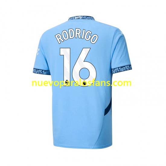 Camiseta de Fútbol Manchester City RODRIGO 16 Hombre Casa 2024-2025 Manga Corta
