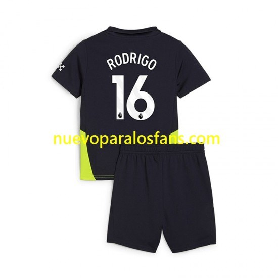 Camiseta de Fútbol Manchester City RODRIGO 16 Niño Exterior 2024-2025 Manga Corta