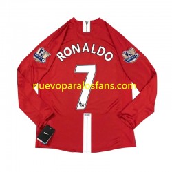 Camiseta de Fútbol Manchester United Cristiano Ronaldo 7 2007 Retro Hombre Casa Manga Larga