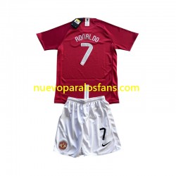 Camiseta de Fútbol Manchester United Cristiano Ronaldo 7 Champion League 2007 Retro Niño Casa Manga Corta