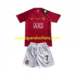 Camiseta de Fútbol Manchester United Cristiano Ronaldo 7 Champion League 2007 Retro Niño Casa Manga Corta