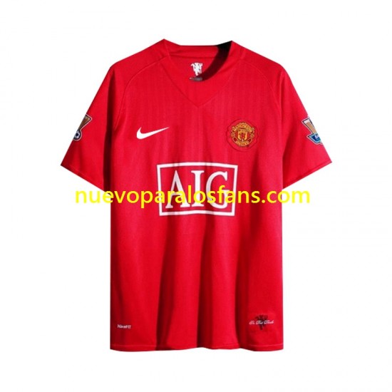 Camiseta de Fútbol Manchester United 2007 Retro Hombre Casa Manga Larga