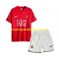 Camiseta de Fútbol Manchester United 2007 Retro Niño Casa Manga Corta