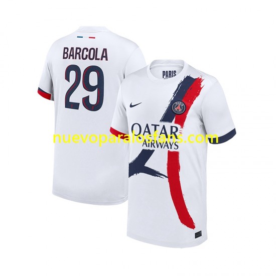 Camiseta de Fútbol Paris Saint-Germain Bradley Barcola 29 Hombre Exterior 2024-2025 Manga Corta