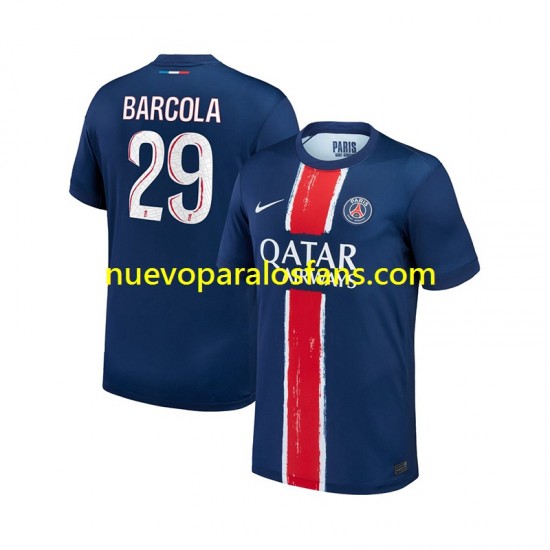 Camiseta de Fútbol Paris Saint-Germain Bradley Barcola 29 Hombre Casa 2024-2025 Manga Corta