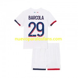 Camiseta de Fútbol Paris Saint-Germain Bradley Barcola 29 Niño Exterior 2024-2025 Manga Corta