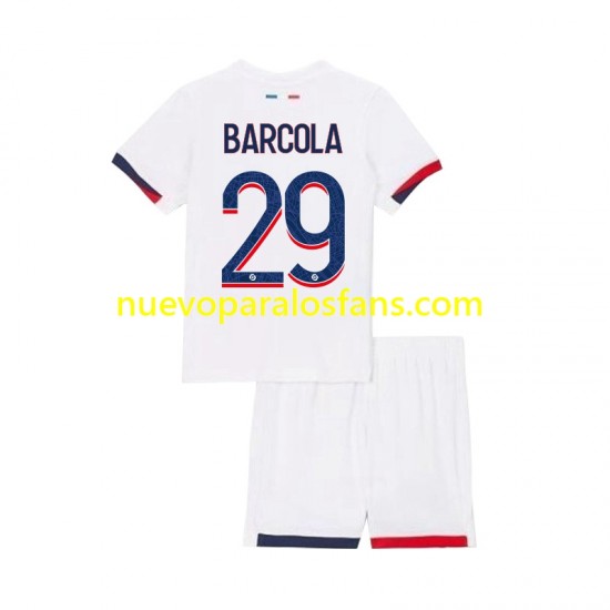Camiseta de Fútbol Paris Saint-Germain Bradley Barcola 29 Niño Exterior 2024-2025 Manga Corta