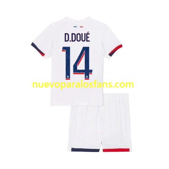 Camiseta de Fútbol Paris Saint-Germain Desire Doue 14 Niño Exterior 2024-2025 Manga Corta