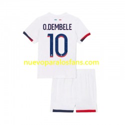 Camiseta de Fútbol Paris Saint-Germain Ousmane Dembele 10 Niño Exterior 2024-2025 Manga Corta