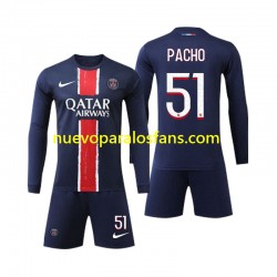 Camiseta de Fútbol Paris Saint-Germain Pacho 51 Niño Casa 2024-2025 Manga Larga