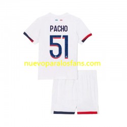 Camiseta de Fútbol Paris Saint-Germain Willian Pacho 51 Niño Exterior 2024-2025 Manga Corta