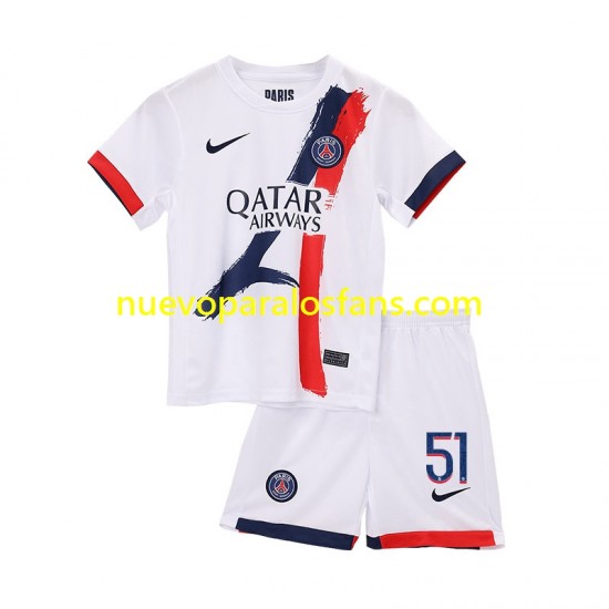 Camiseta de Fútbol Paris Saint-Germain Willian Pacho 51 Niño Exterior 2024-2025 Manga Corta