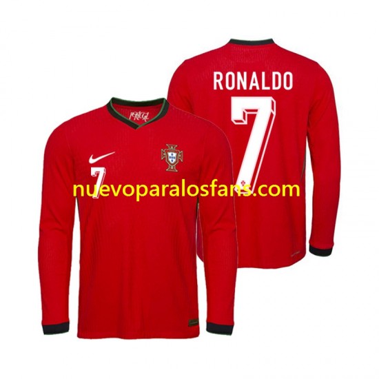Camiseta de Fútbol Portugal Ronaldo 7 Hombre Casa Euro 2024 Manga Larga