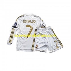 Camiseta de Fútbol Real Madrid Cristiano Ronaldo 7 Niño Casa 2011 Manga Larga
