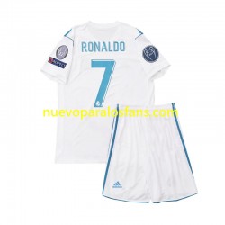 Camiseta de Fútbol Real Madrid Cristiano Ronaldo 7 2017 Retro Niño Casa Manga Corta