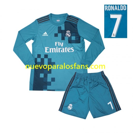 Camiseta de Fútbol Real Madrid Cristiano Ronaldo 7 2017 Retro Niño Tercera Manga Larga