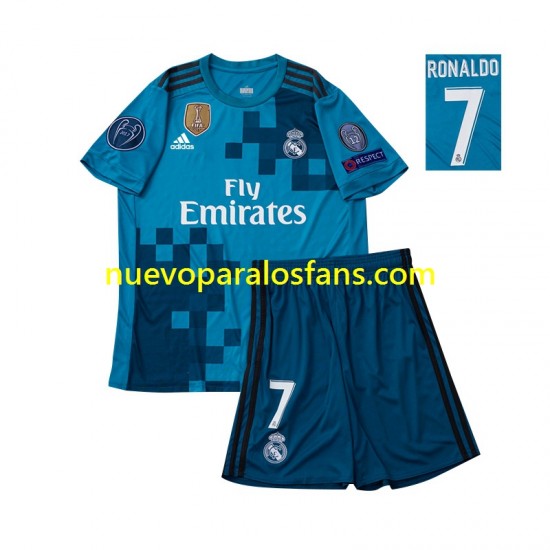 Camiseta de Fútbol Real Madrid Cristiano Ronaldo 7 2017 Retro Niño Tercera Manga Corta