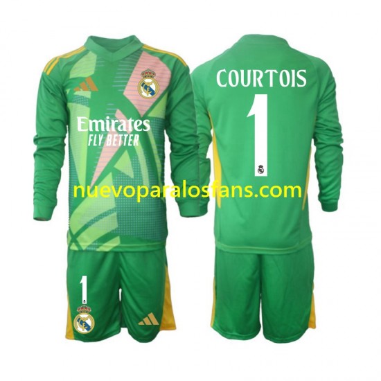 Camiseta de Fútbol Real Madrid Thibaut Courtois 1 Portero Niño Tercera 2024-2025 Manga Larga