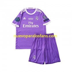 Camiseta de Fútbol Real Madrid 2016 Retro Niño Exterior Manga Corta