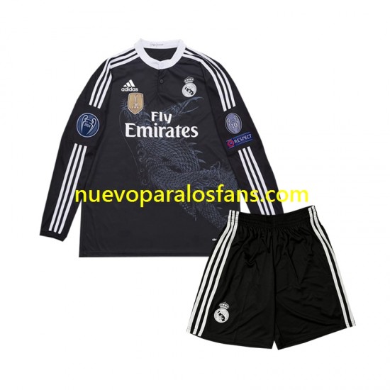 Camiseta de Fútbol Real Madrid 2014 Retro Niño Tercera Manga Larga