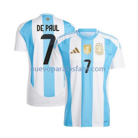 Camiseta de Fútbol Argentina De Paul 7 Hombre Casa 2024 Manga Corta