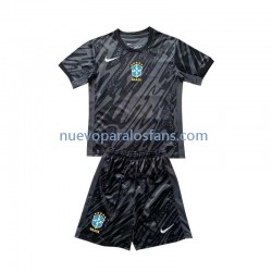 Camiseta de Fútbol Brasil Portero Niño Exterior 2024 Manga Corta