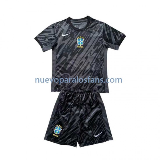 Camiseta de Fútbol Brasil Portero Niño Exterior 2024 Manga Corta
