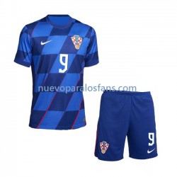 Camiseta de Fútbol Croacia Andrej Kramaric 9 Niño Exterior Euro 2024 Manga Corta