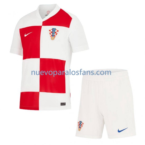 Camiseta de Fútbol Croacia Niño Casa Euro 2024 Manga Corta
