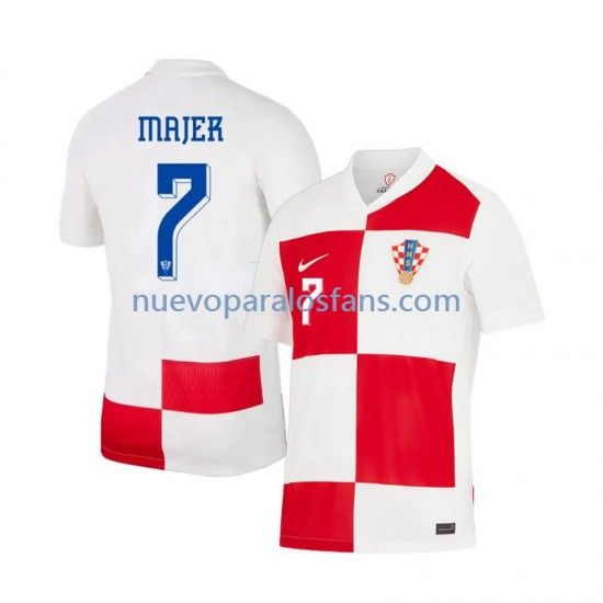 Camiseta de Fútbol Croacia Lovro Majer 7 Hombre Casa Euro 2024 Manga Corta