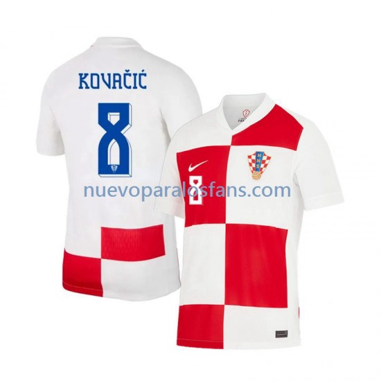 Camiseta de Fútbol Croacia Mateo Kovacic 8 Hombre Casa Euro 2024 Manga Corta