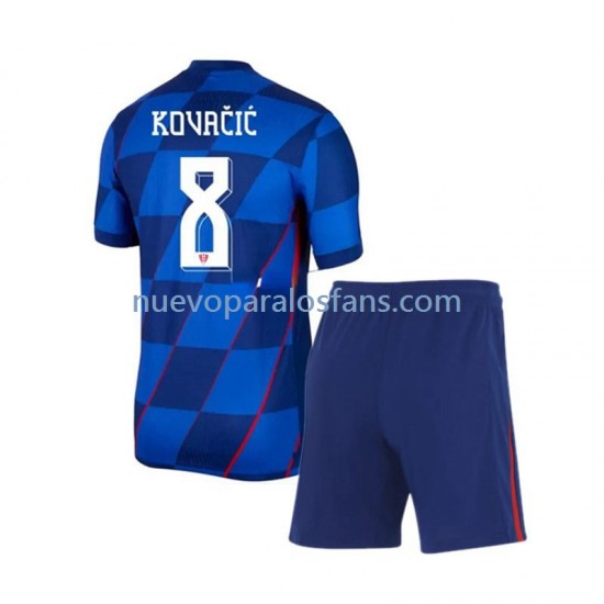 Camiseta de Fútbol Croacia Mateo Kovacic 8 Niño Exterior Euro 2024 Manga Corta