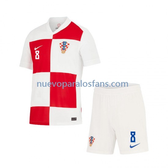 Camiseta de Fútbol Croacia Mateo Kovacic 8 Niño Casa Euro 2024 Manga Corta