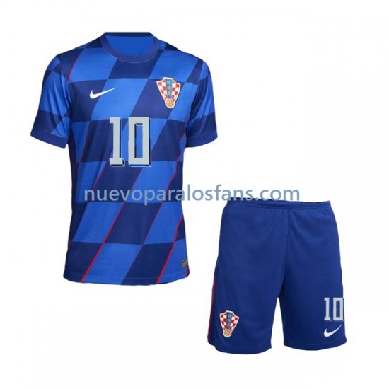 Camiseta de Fútbol Croacia Modrić 10 Niño Exterior Euro 2024 Manga Corta