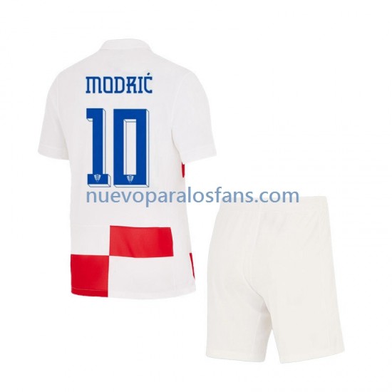 Camiseta de Fútbol Croacia Modrić 10 Niño Casa Euro 2024 Manga Corta