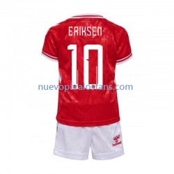 Camiseta de Fútbol Dinamarca Eriksen 10 Niño Casa Euro 2024 Manga Corta