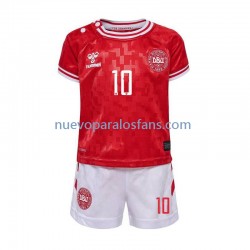 Camiseta de Fútbol Dinamarca Eriksen 10 Niño Casa Euro 2024 Manga Corta
