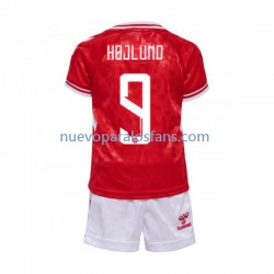 Camiseta de Fútbol Dinamarca Hojlund 9 Niño Casa Euro 2024 Manga Corta